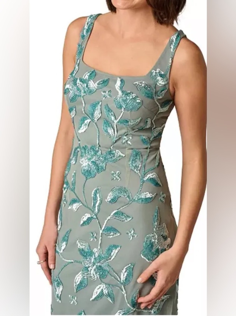 Women’s Adrianna Papell Dress Floral Sequin Gown New NWT 16